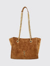 niki quilted suede shoulder bag with ysl logo