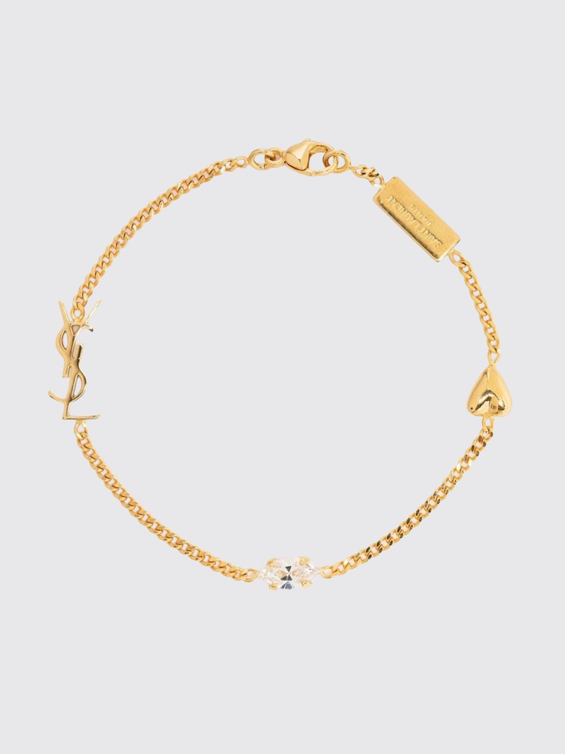 opyum brass bracelet with ysl monogram and crystals