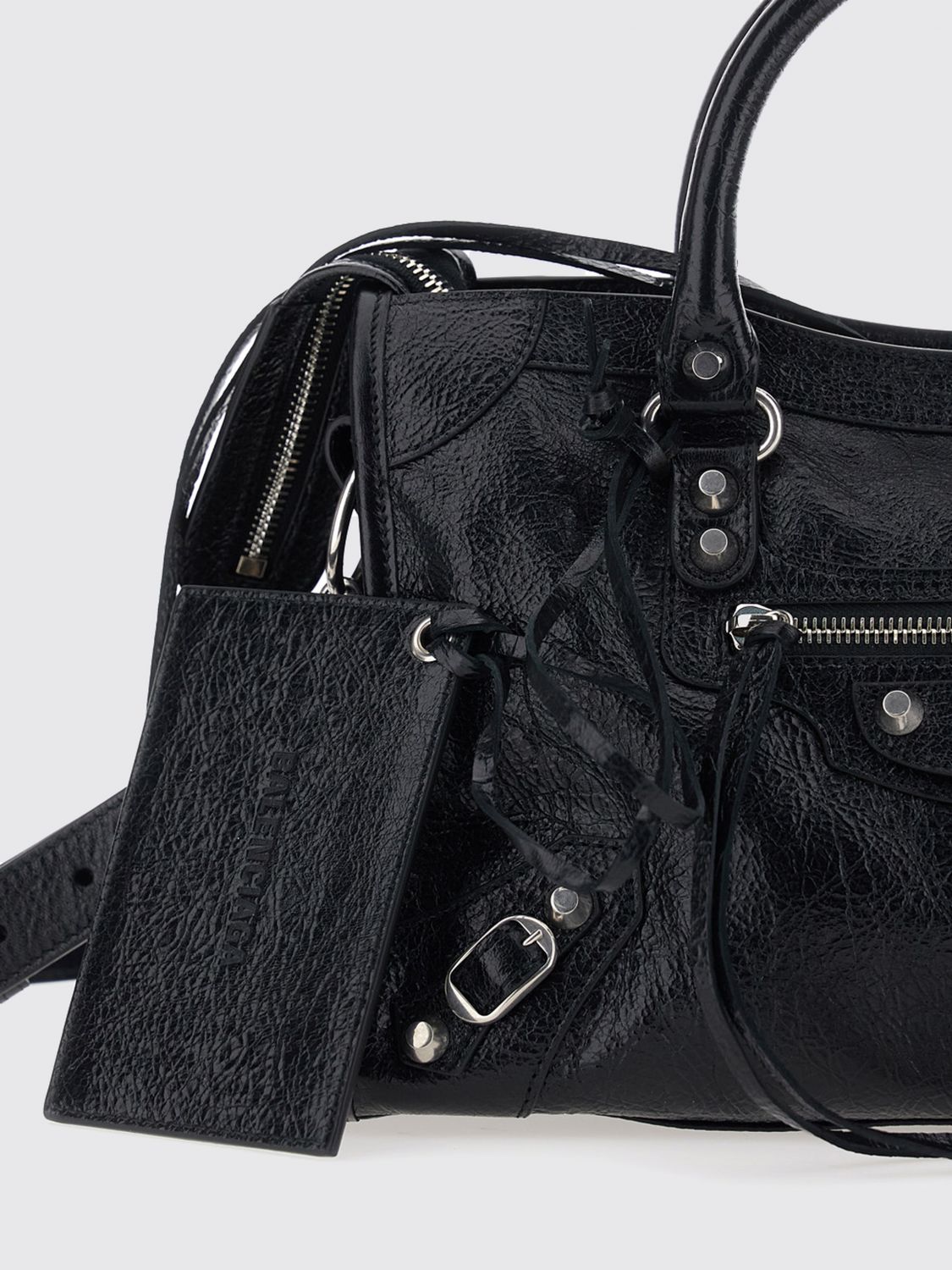 le city studded arena lambskin handbag with shoulder strap