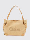 clover linen and cotton shoulder bag chloé with jacquard logo