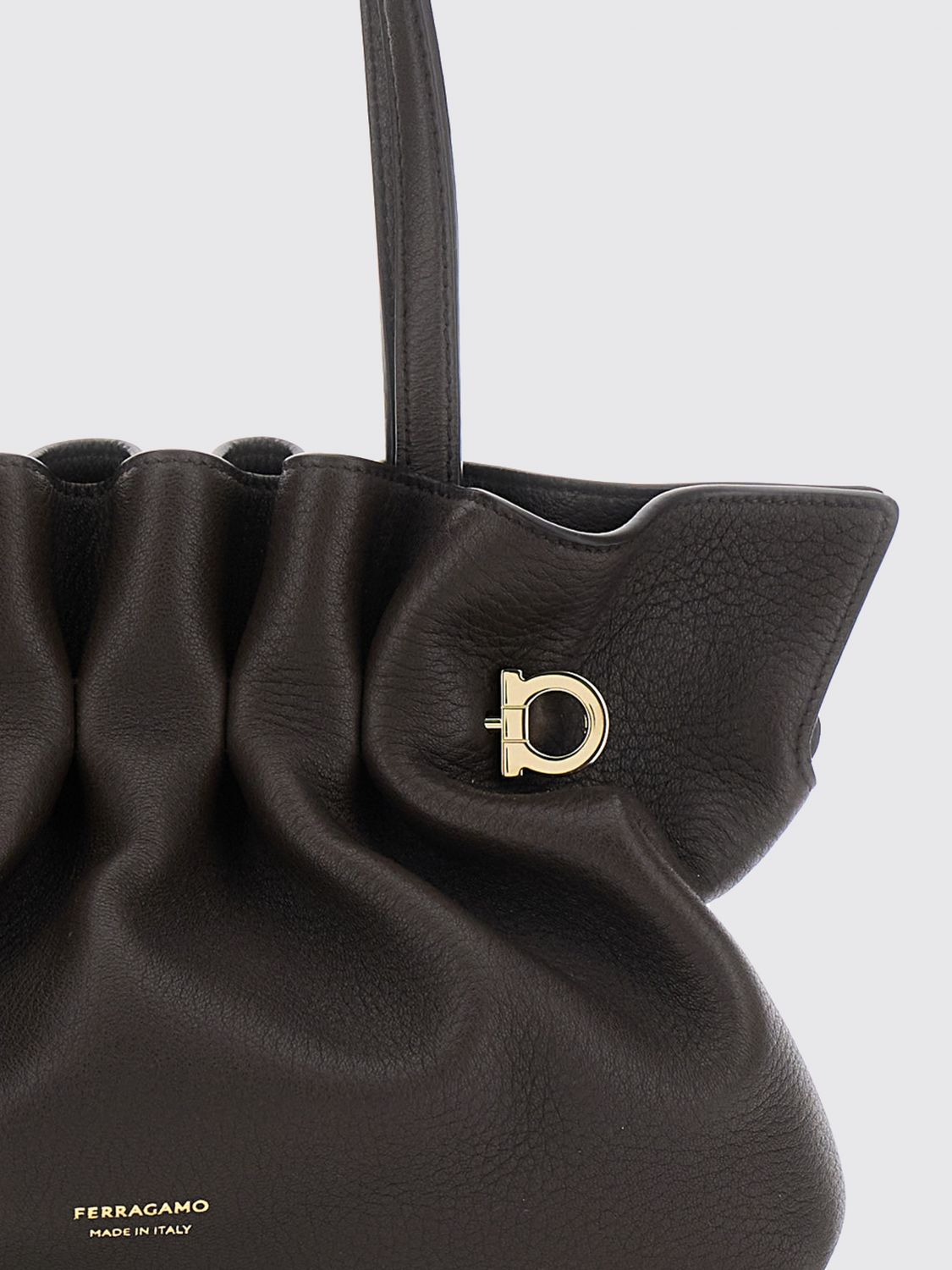 soft draped nappa leather shoulder bag with double handle