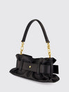 anthem ruched smooth leather shoulder bag with logo buckle