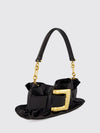 anthem ruched smooth leather shoulder bag with logo buckle