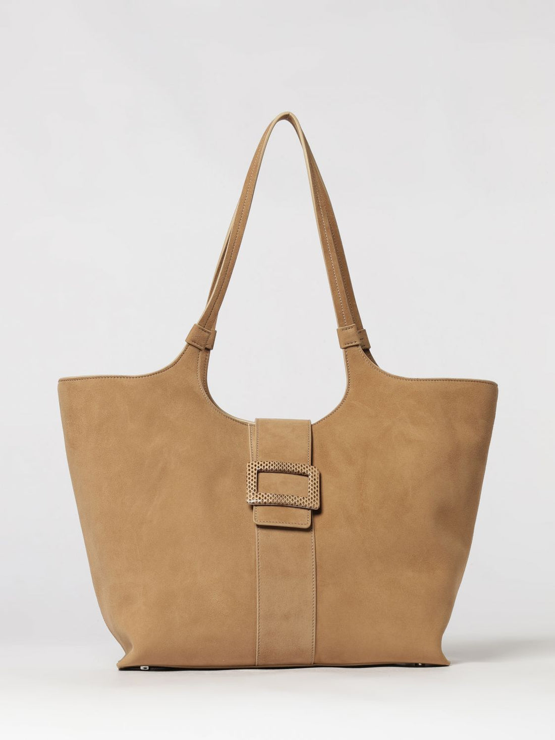 ROGER VIVIER OS belle vivier suede sheepskin tote bag with double handle