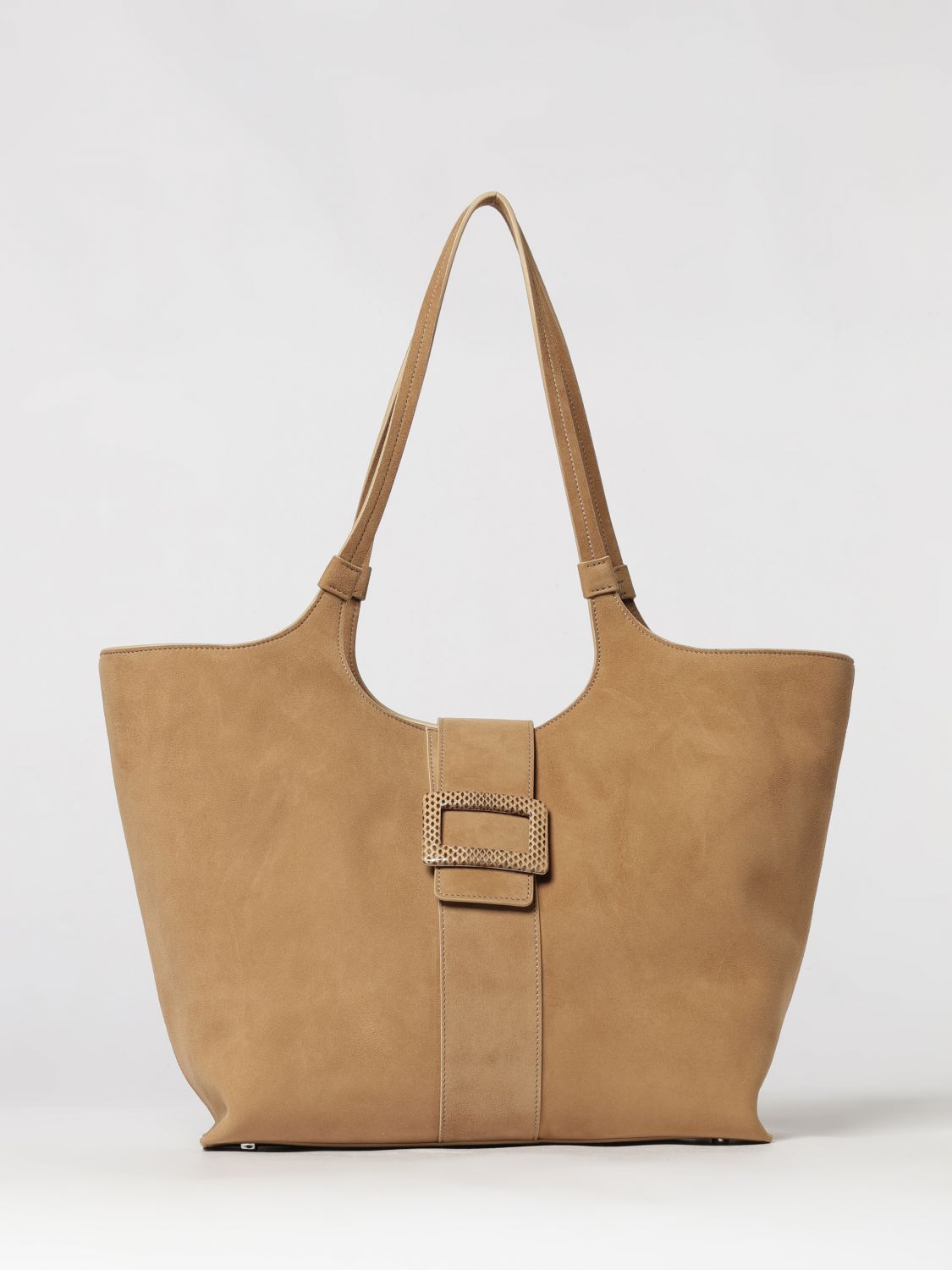 belle vivier suede sheepskin tote bag with double handle