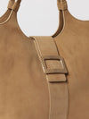 belle vivier suede sheepskin tote bag with double handle