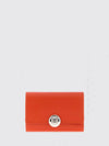 pebble tri-fold wallet in calf leather with metal logo
