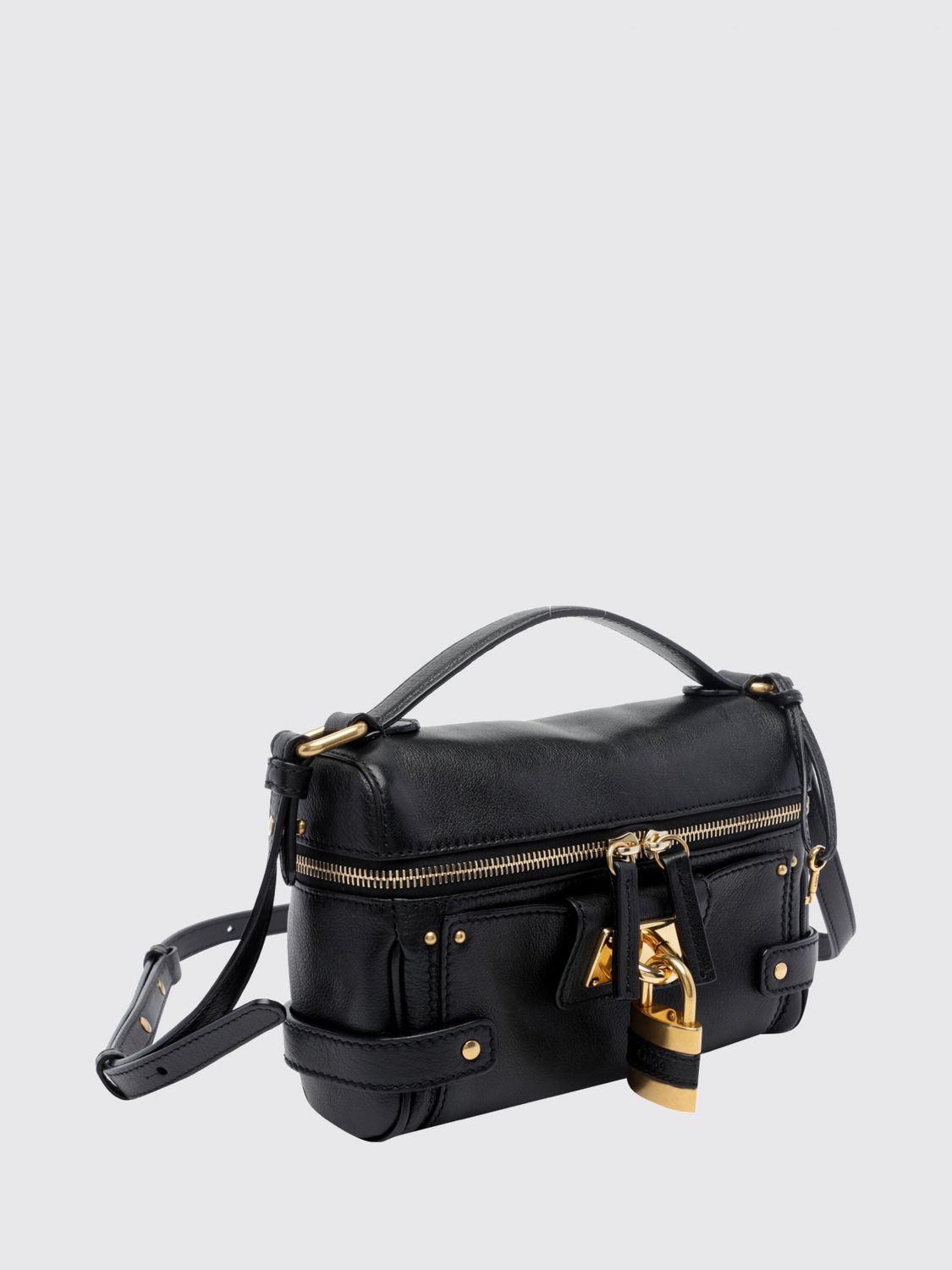 paddington mini chloé smooth leather handbag with padlock and strap