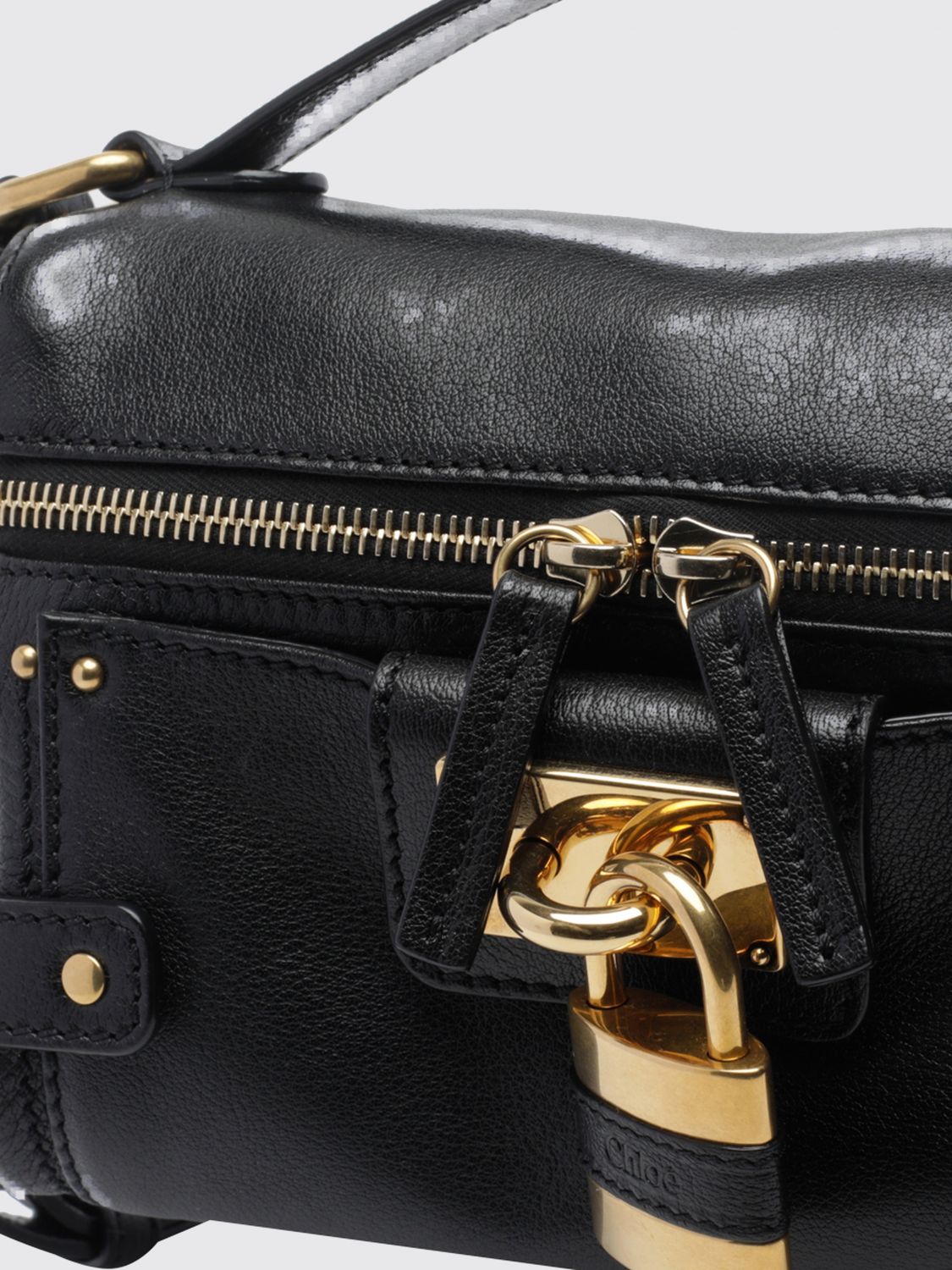 paddington mini chloé smooth leather handbag with padlock and strap