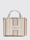 woody loop chloé multicoloured stripe canvas handbag with embroidered logo