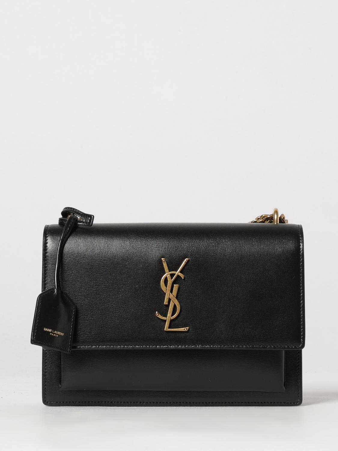 sunset medium leather shoulder bag with ysl monogram