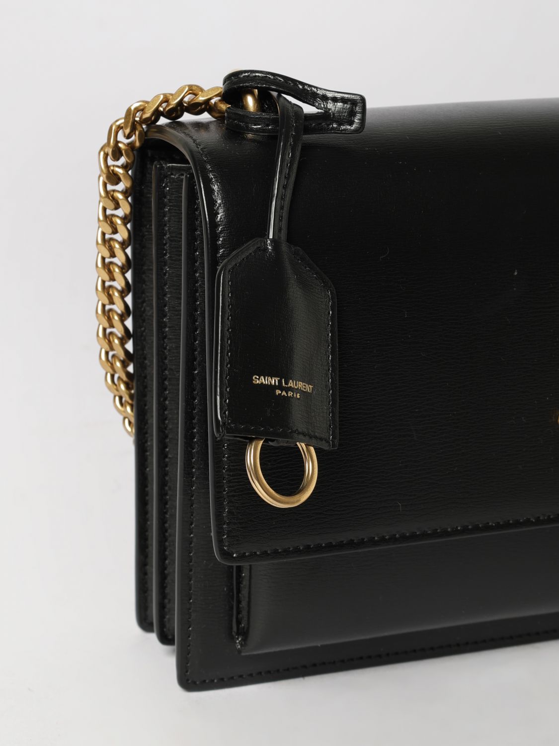 sunset medium leather shoulder bag with ysl monogram