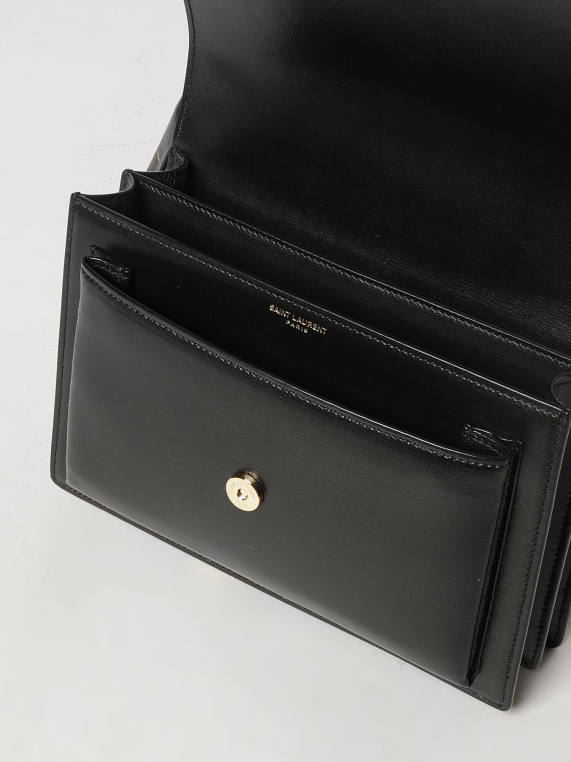 sunset medium leather shoulder bag with ysl monogram