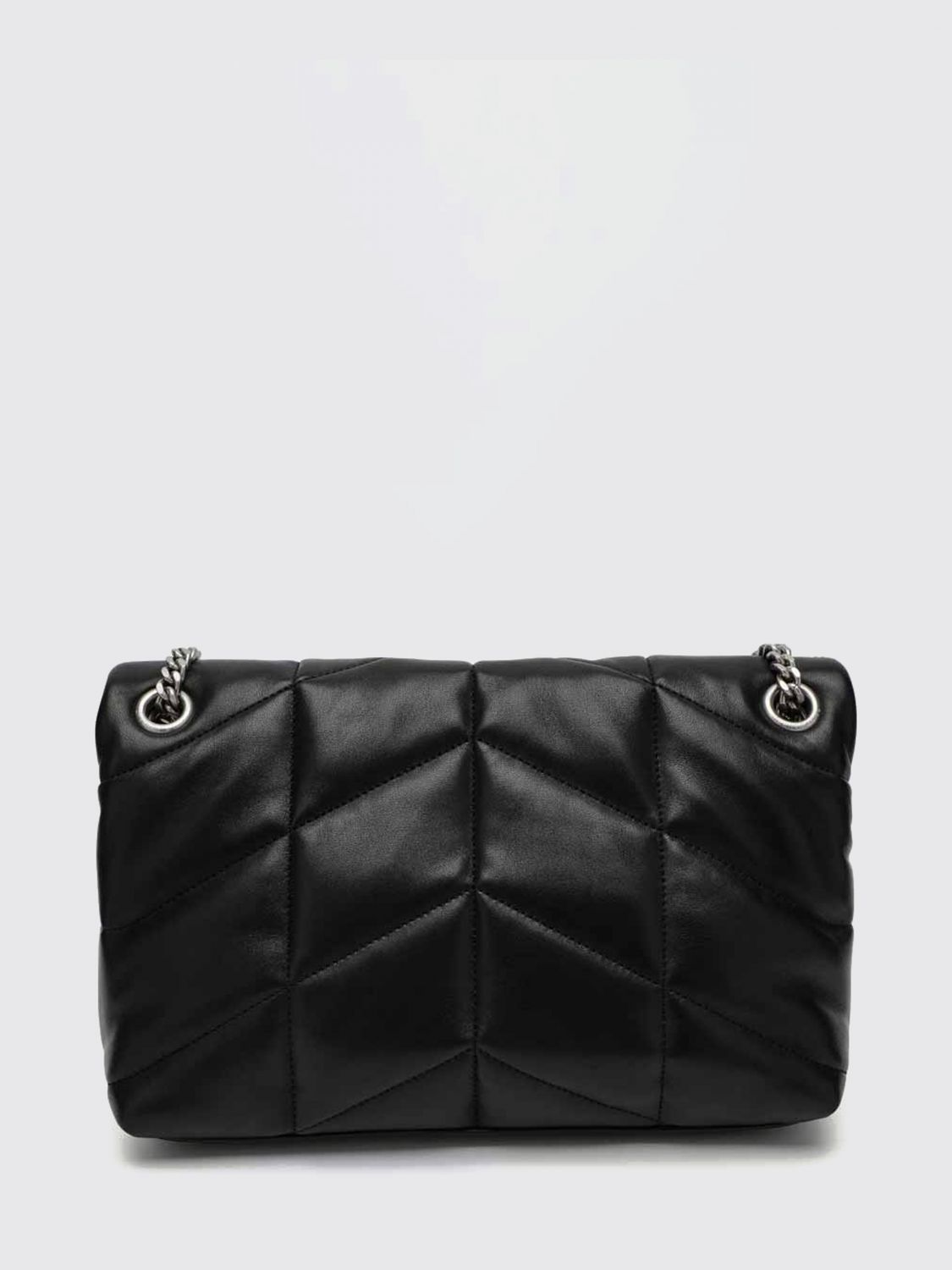 small puffer shoulder bag in matelassé leather with ysl logo
