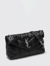 small puffer shoulder bag in matelassé leather with ysl logo