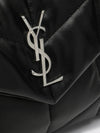 small puffer shoulder bag in matelassé leather with ysl logo