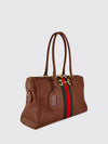 calfskin leather shoulder bag with horsebit detail and web stripe