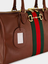 calfskin leather shoulder bag with horsebit detail and web stripe