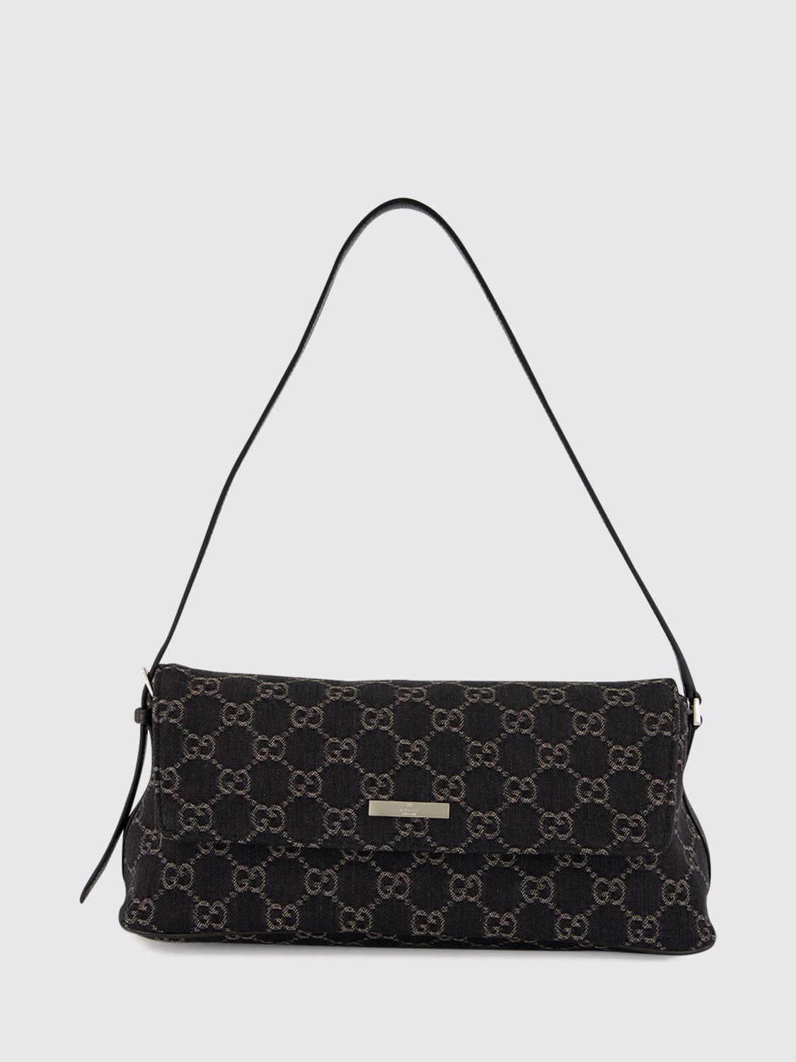 madison denim shoulder bag with gg monogram and adjustable handle