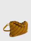 scallop suede and leather shoulder bag with metallic ring