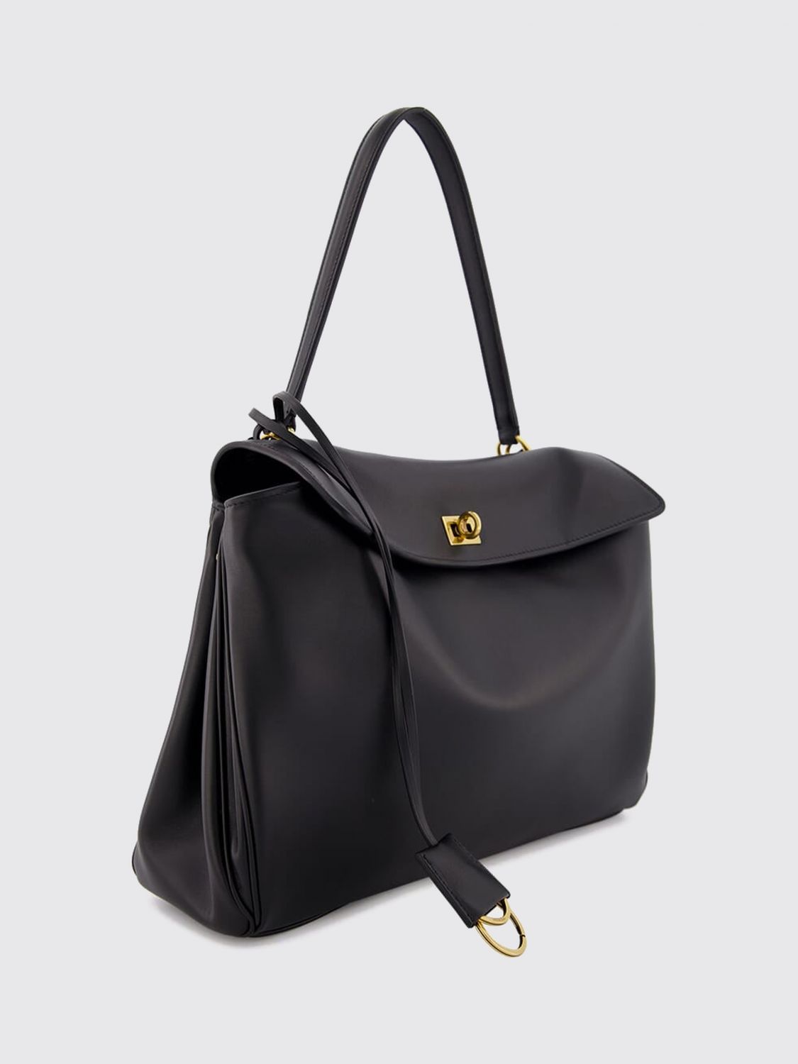large rodeo shoulder bag in calfskin with turn-lock closure