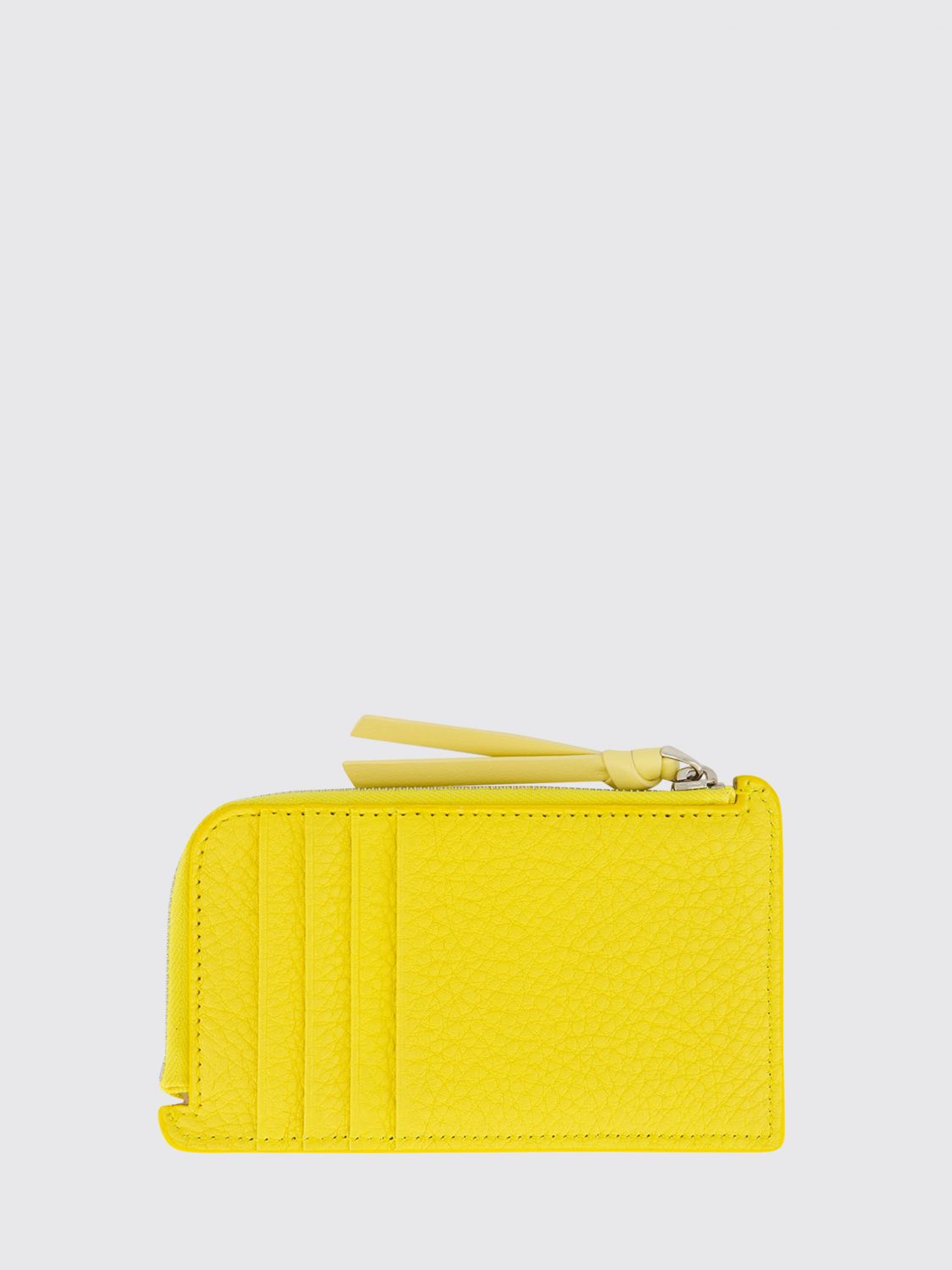 peekaboo calfskin leather card holder with zip and logo