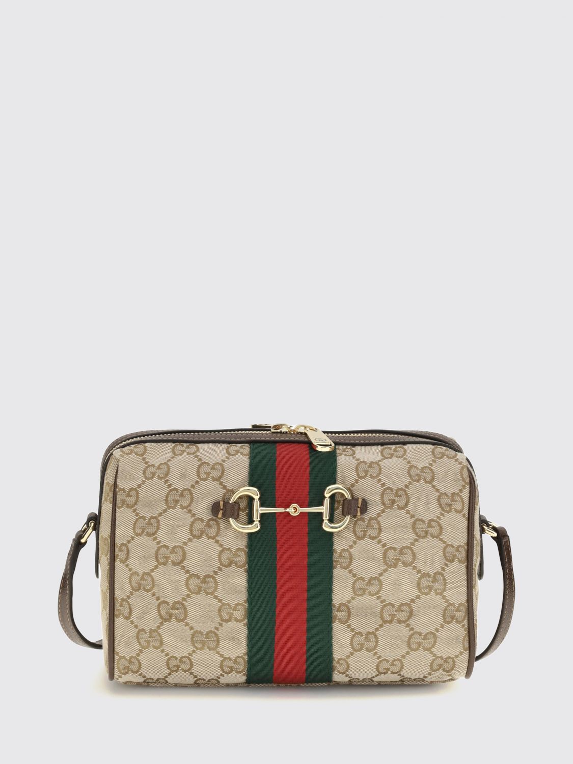 horsebit mini crossbody bag in gg supreme fabric and web stripe