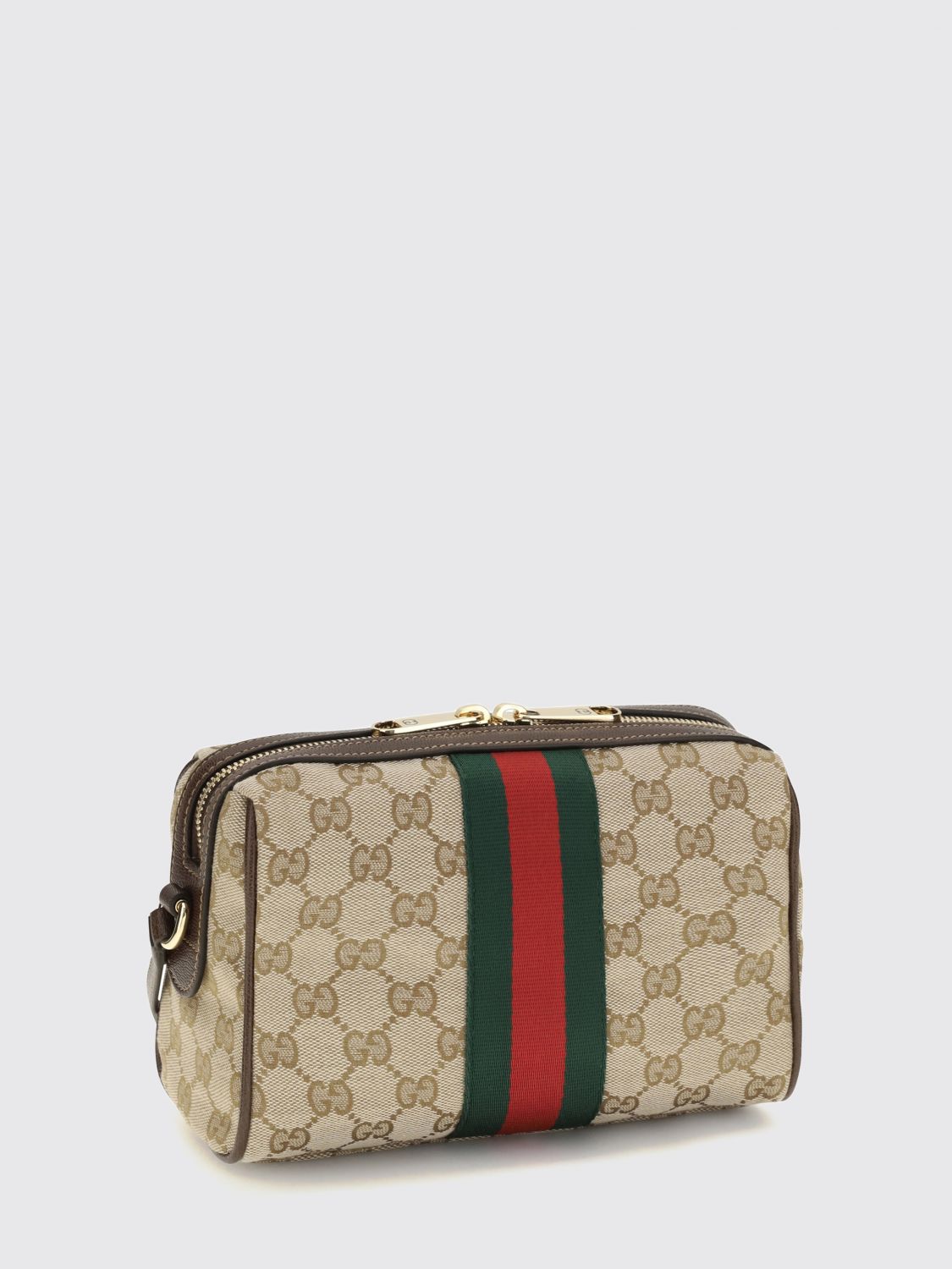 horsebit mini crossbody bag in gg supreme fabric and web stripe