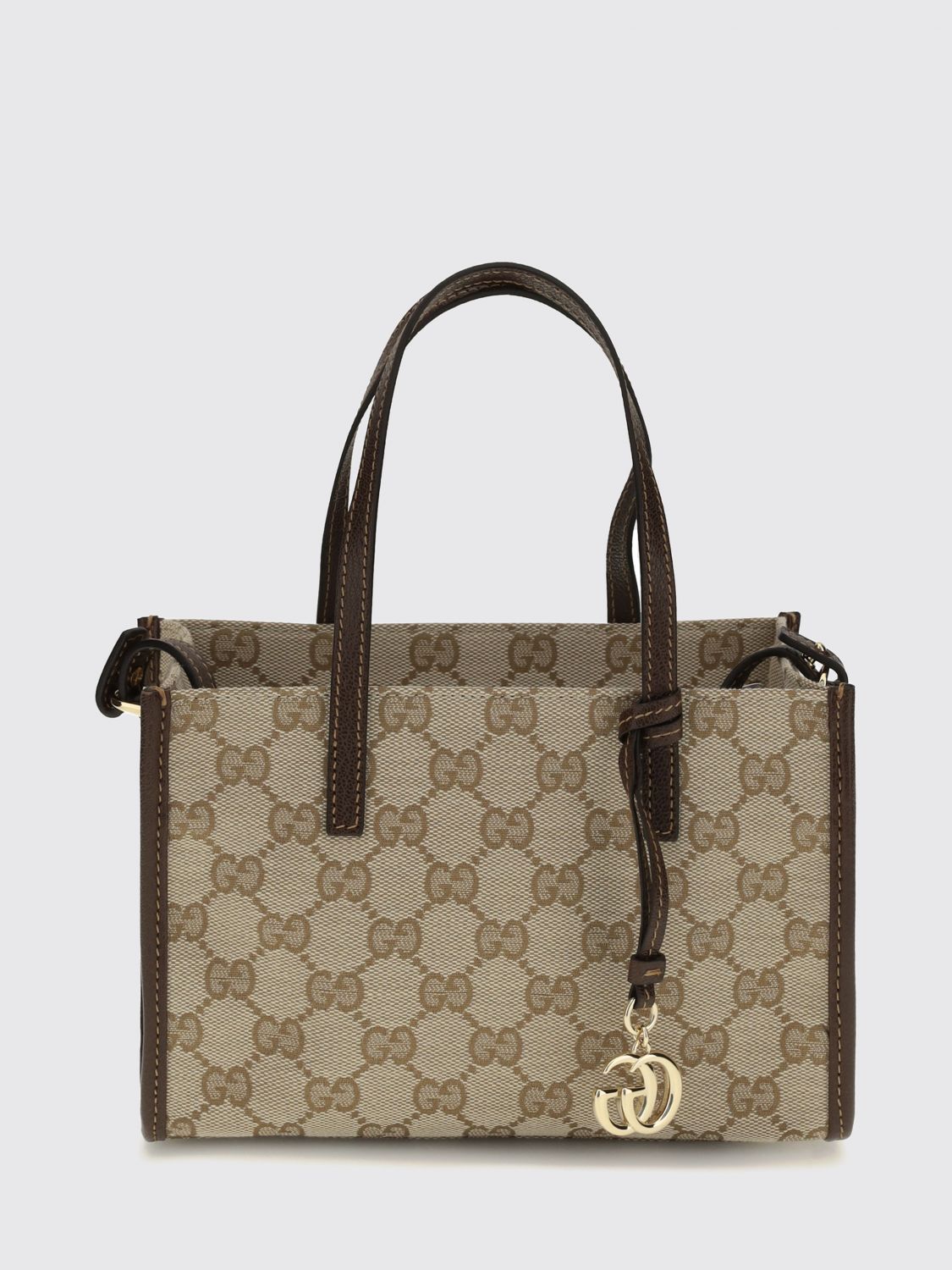 mini bag in gg supreme fabric with double handle and shoulder strap