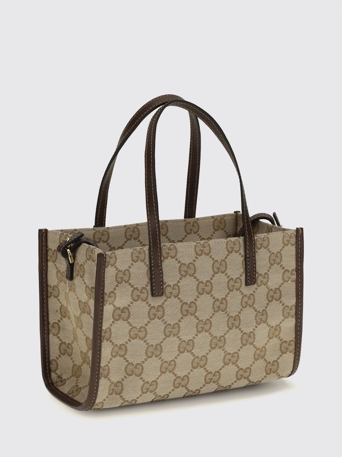 mini bag in gg supreme fabric with double handle and shoulder strap