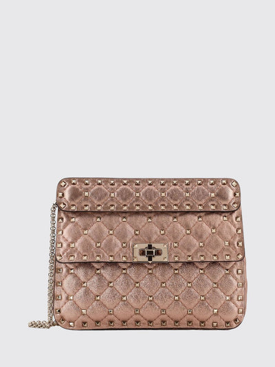 rockstud spike matelassé leather bag with chain strap