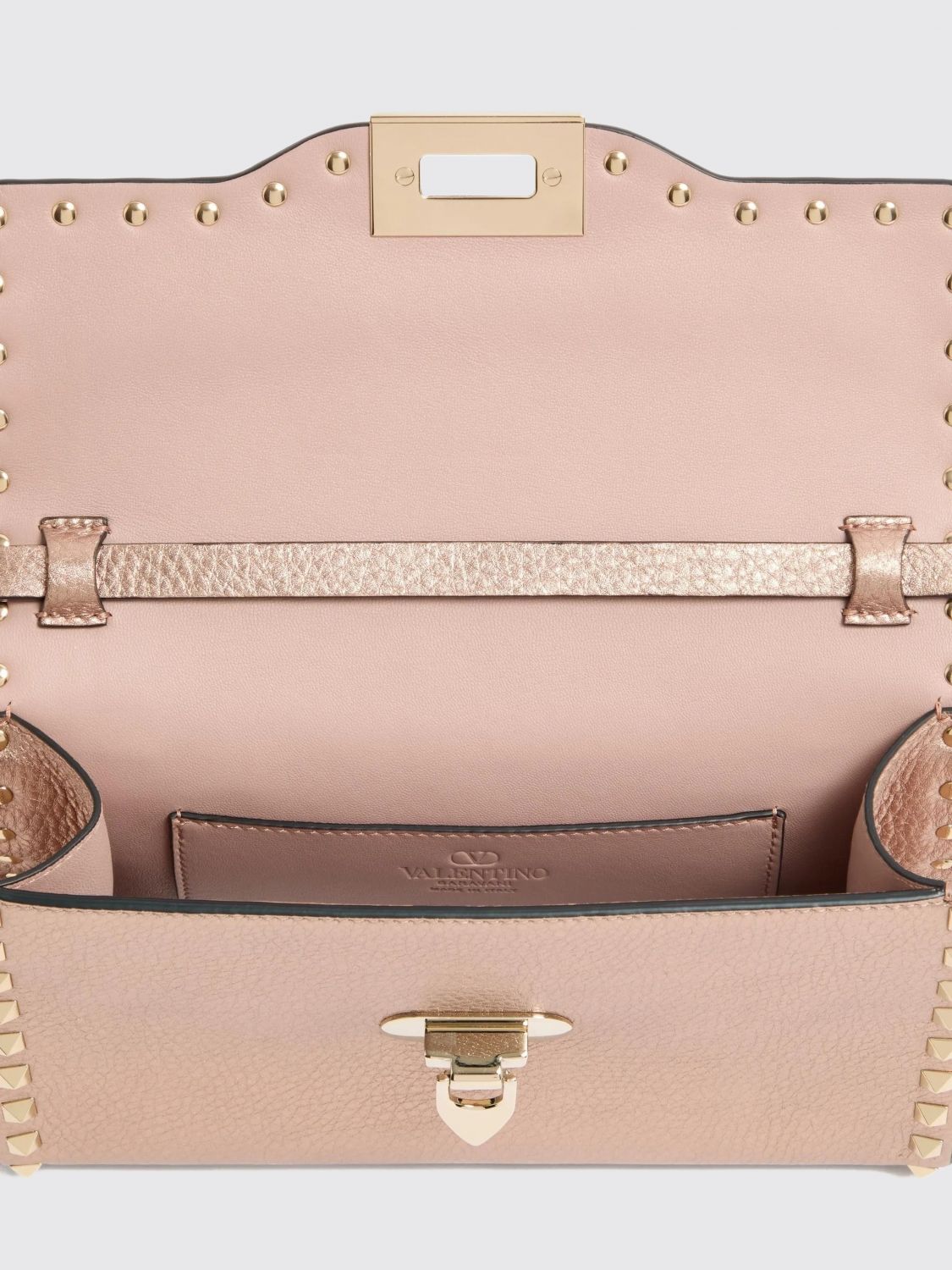 rockstud mini crossbody bag in grained calfskin