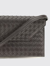 small intrecciato woven calfskin leather clutch with removable strap