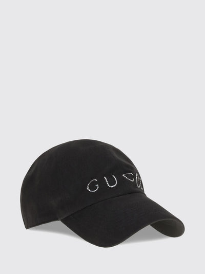 cotton twill baseball cap with rhinestone logo and rigid visor