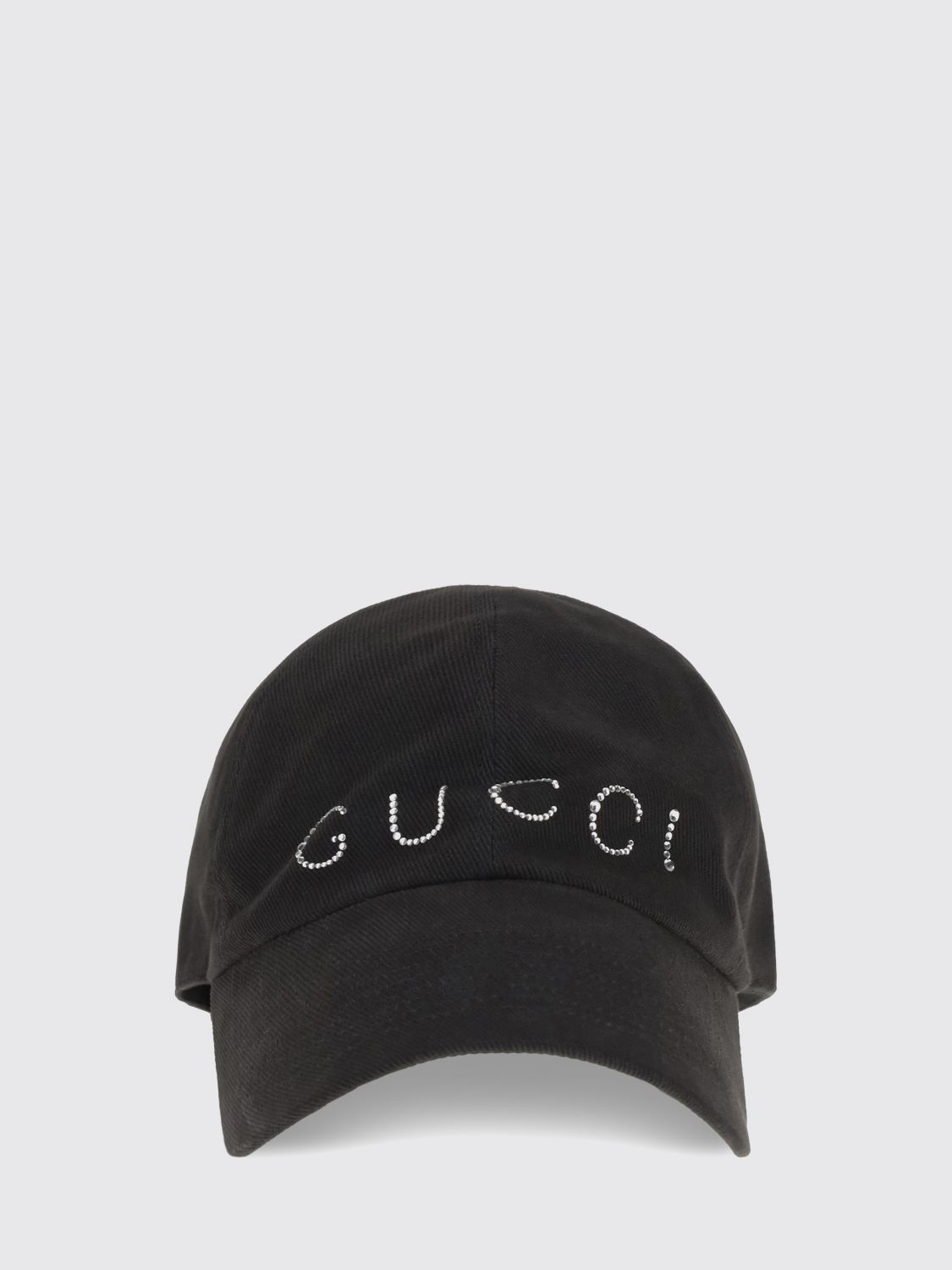 cotton twill baseball cap with rhinestone logo and rigid visor