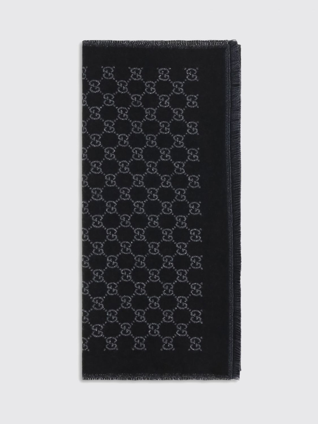 GUCCI OS jacquard gg monogram merino wool scarf with fringed hem
