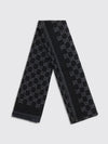 jacquard gg monogram merino wool scarf with fringed hem