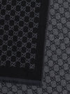 jacquard gg monogram merino wool scarf with fringed hem