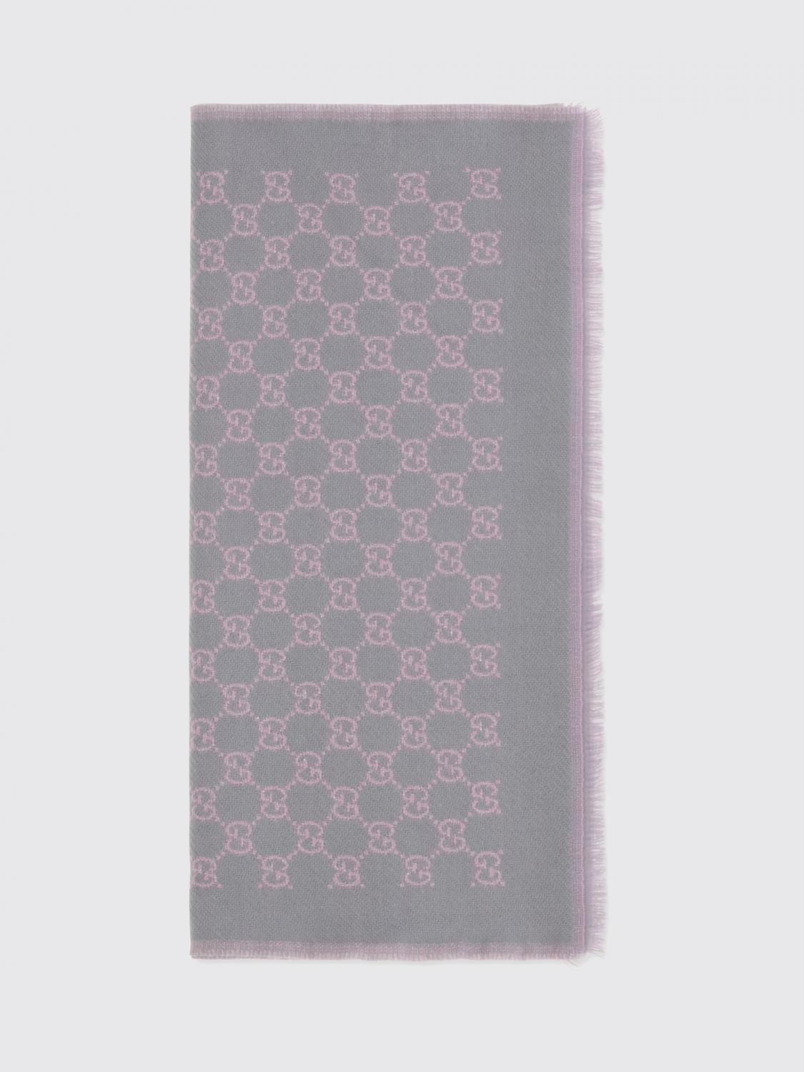 jacquard gg monogram merino wool scarf with fringed hem