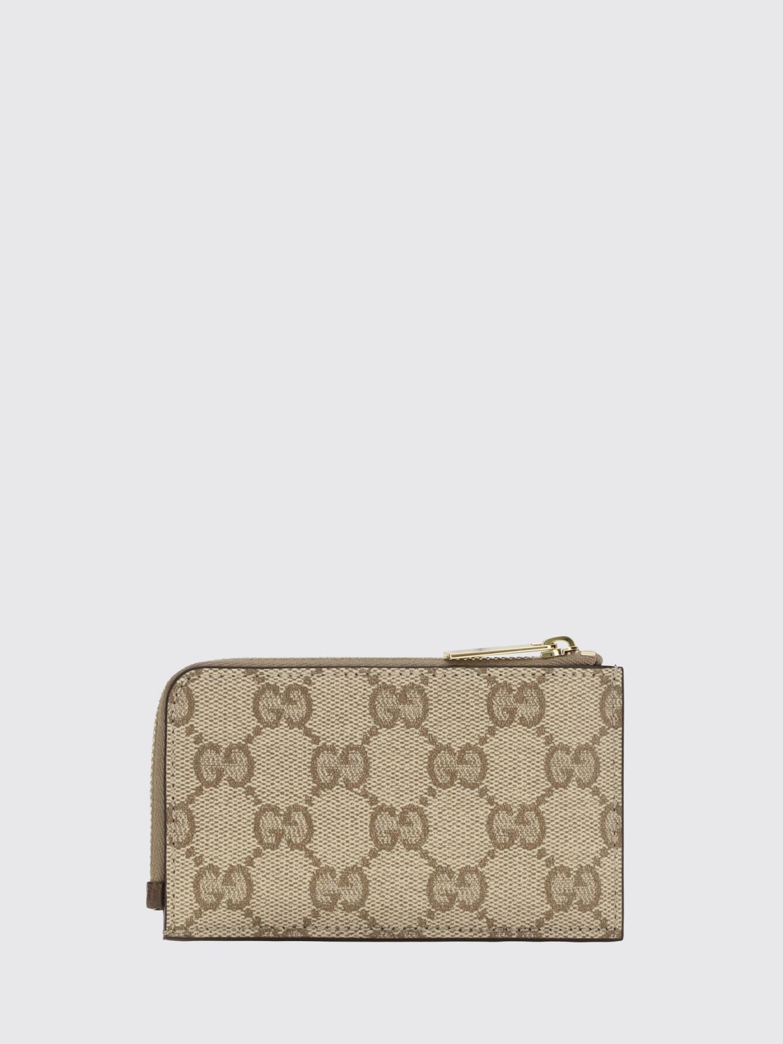 gg supreme canvas wallet with web stripe and zip closure