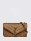medium loulou shoulder bag in chevron suede