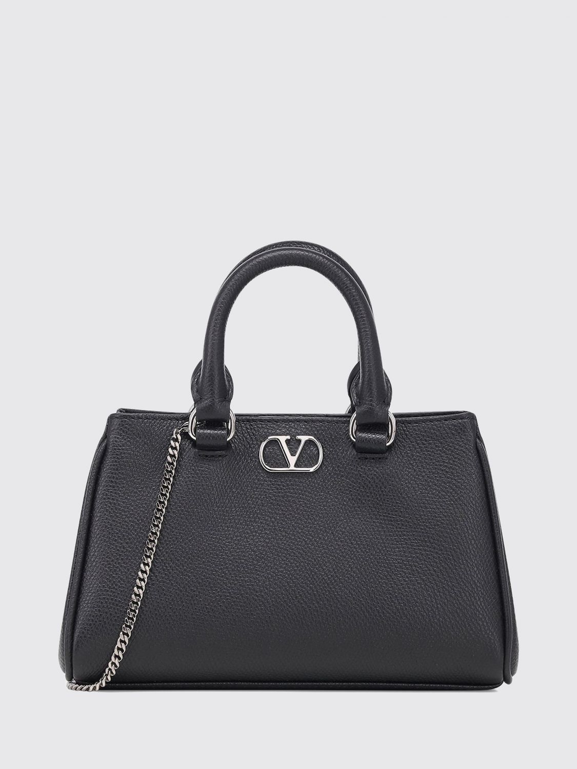vlogo signature grained calfskin leather handbag
