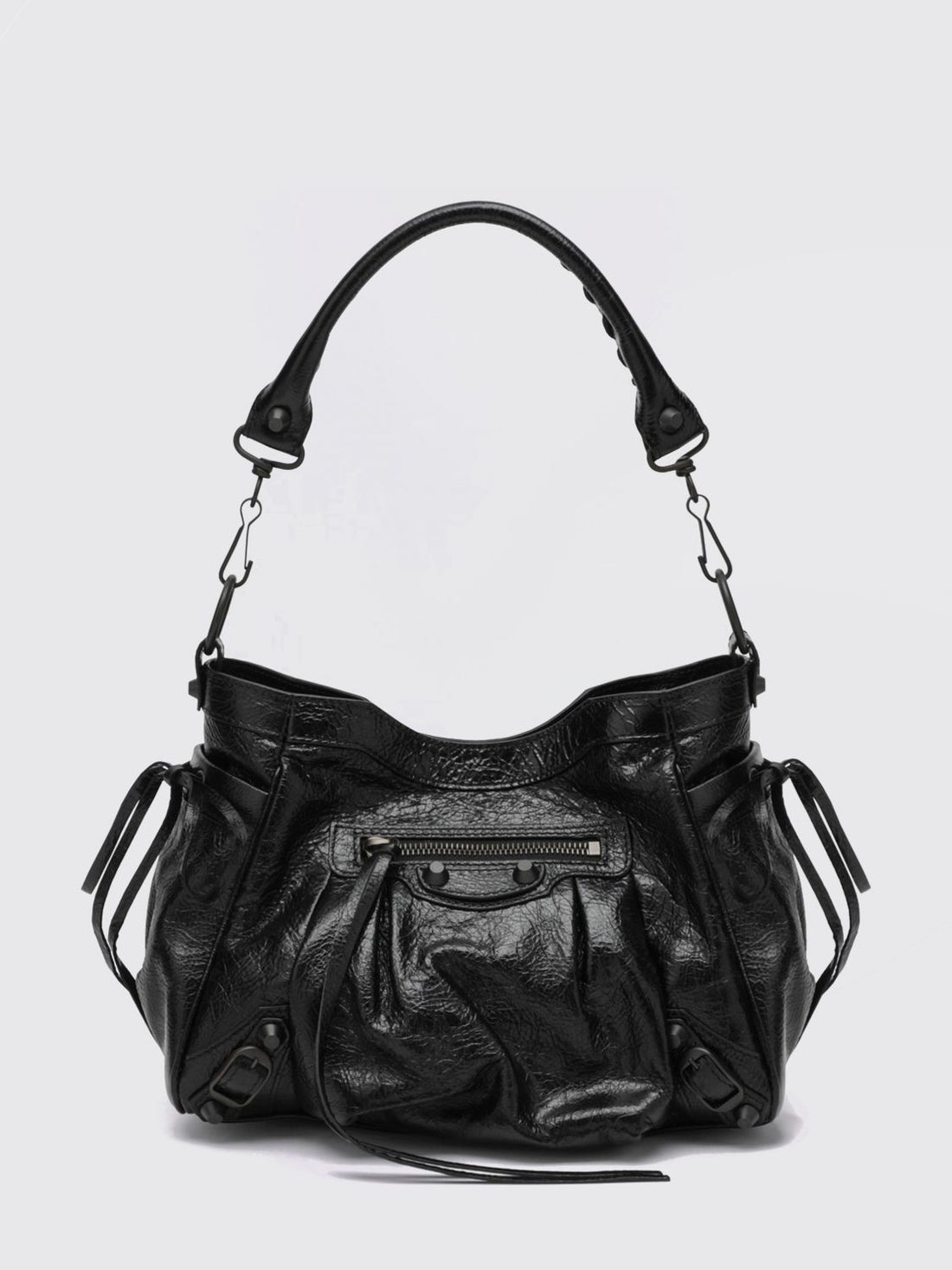 BALENCIAGA OS le city studded arena lambskin shoulder bag