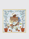 gardening floral and ff monogram print silk foulard