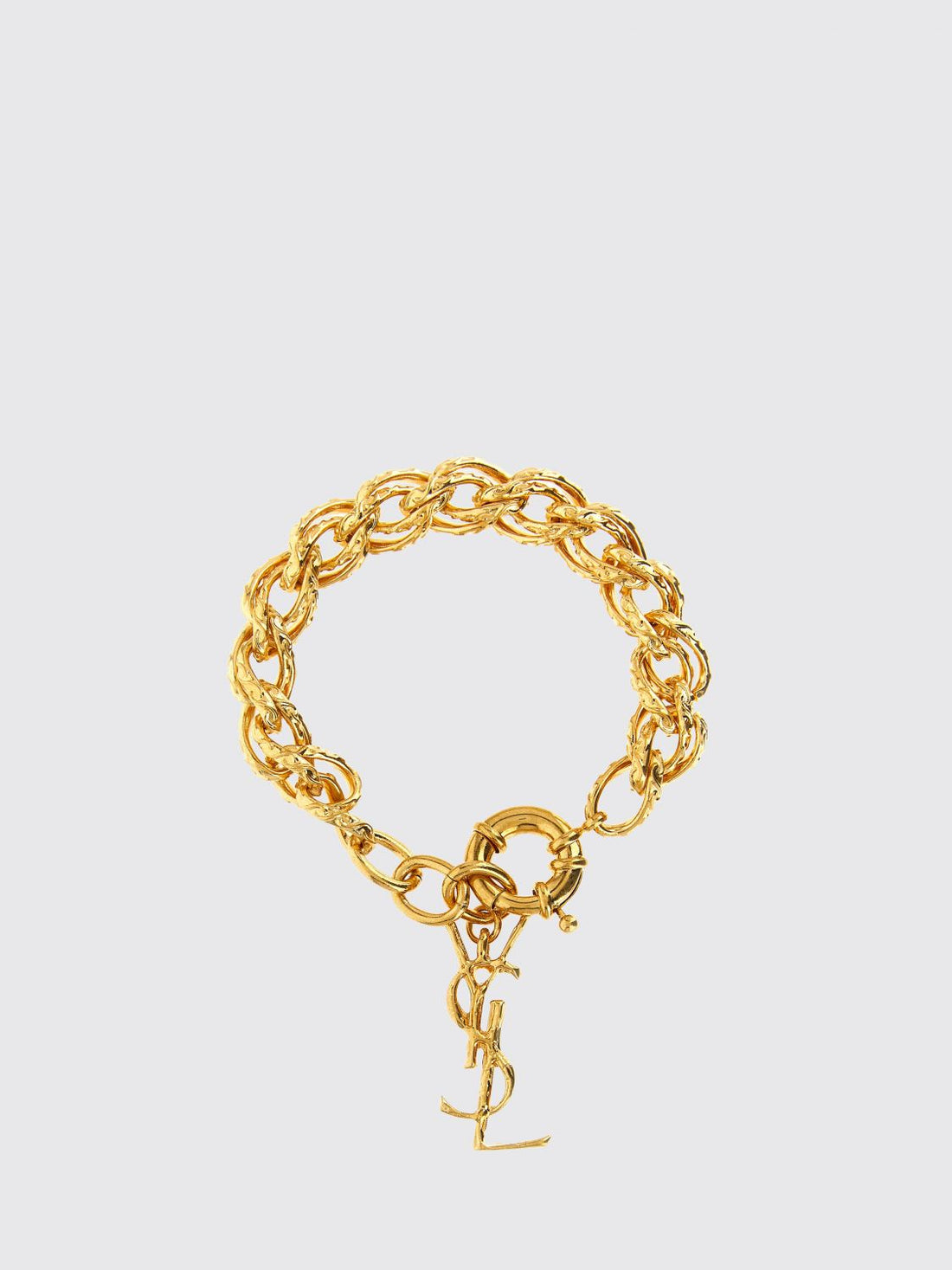 SAINT LAURENT S chain bracelet in brass with ysl monogram charm