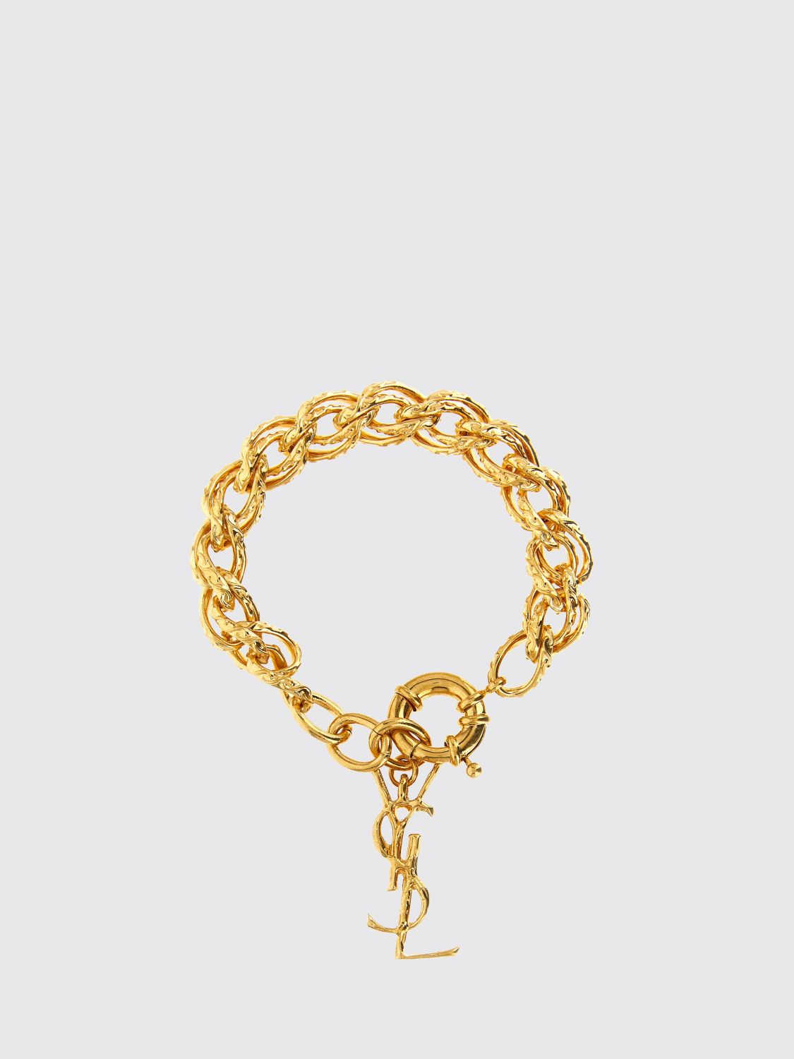 chain bracelet in brass with ysl monogram charm