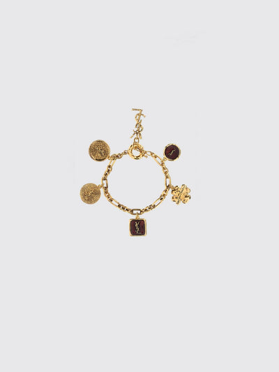 brass charm bracelet with ysl monogram