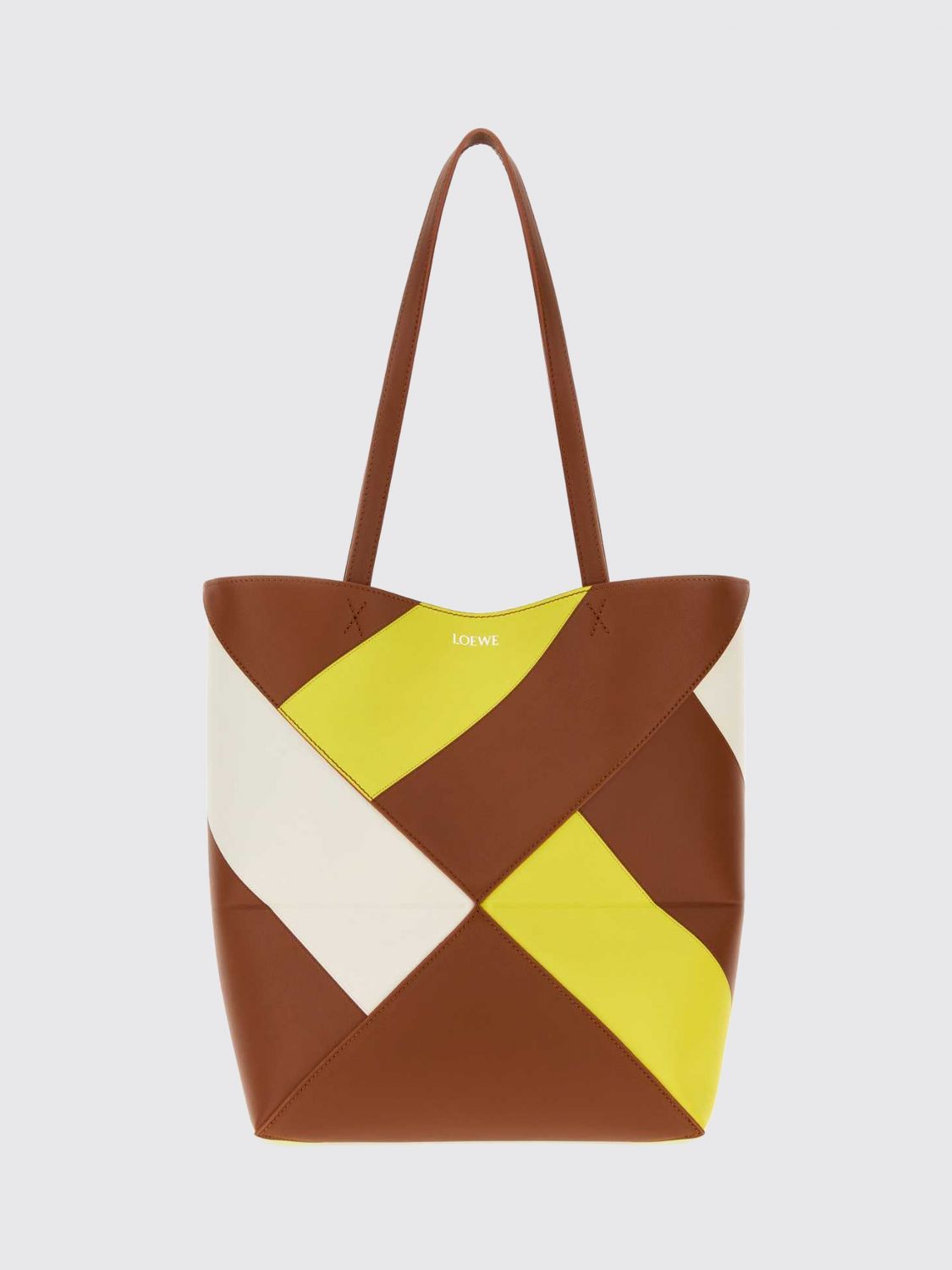 puzzle fold large bicolour calfskin tote bag