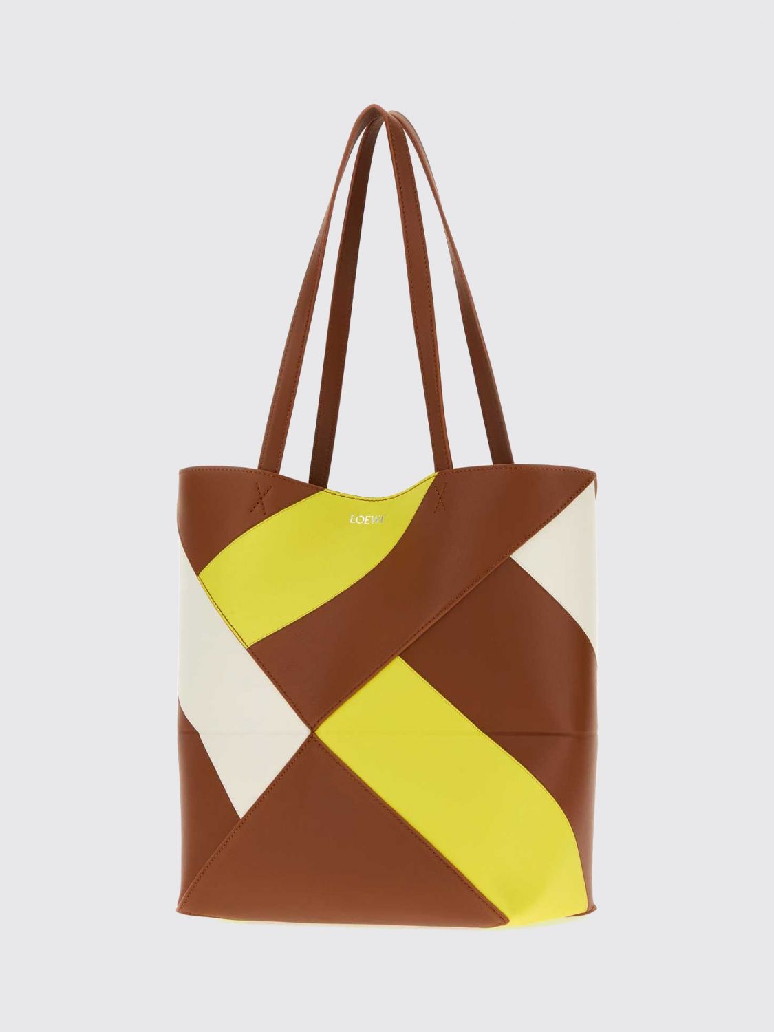 puzzle fold large bicolour calfskin tote bag