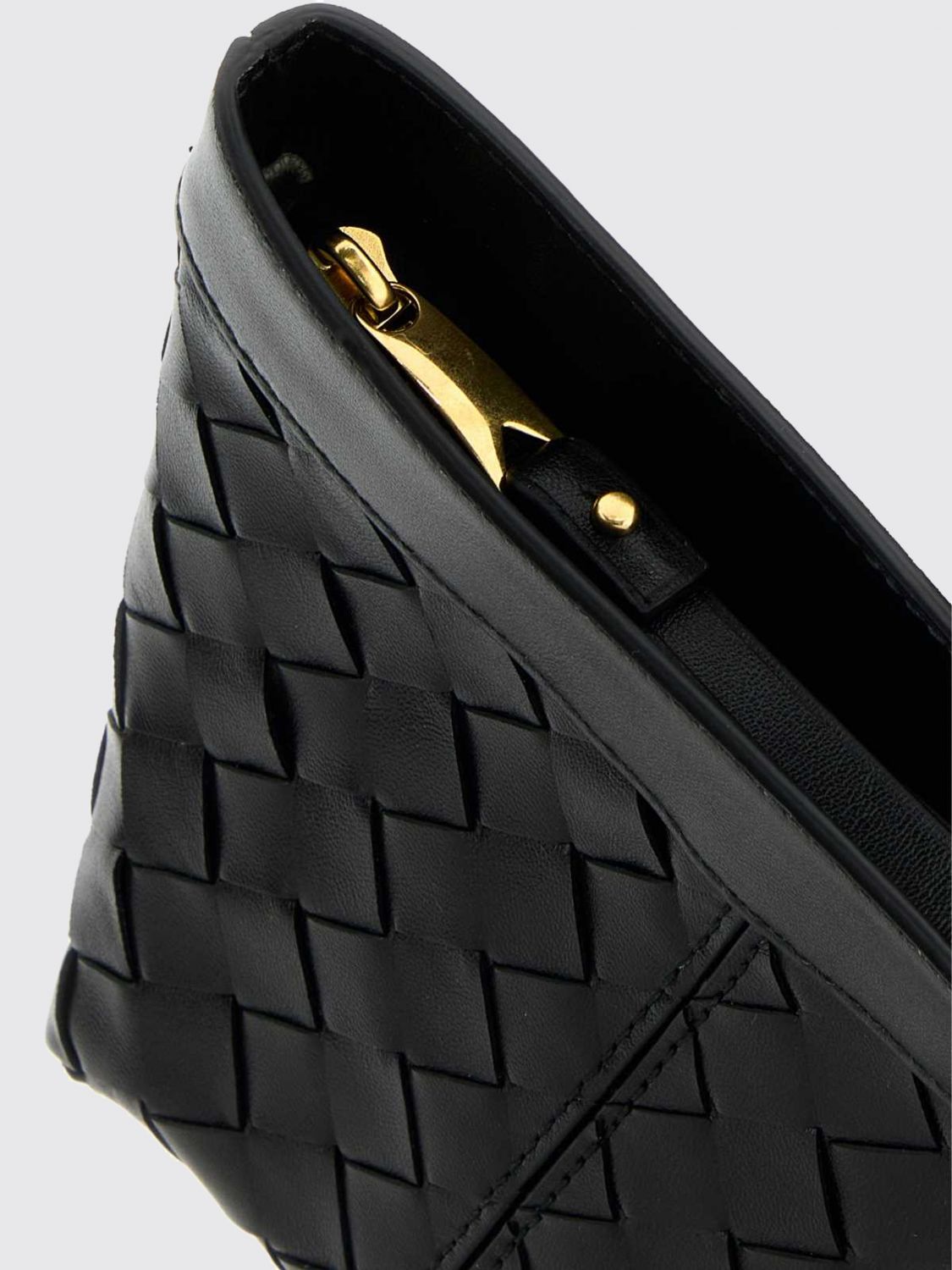 flap intrecciato calfskin mini bag with zip closure